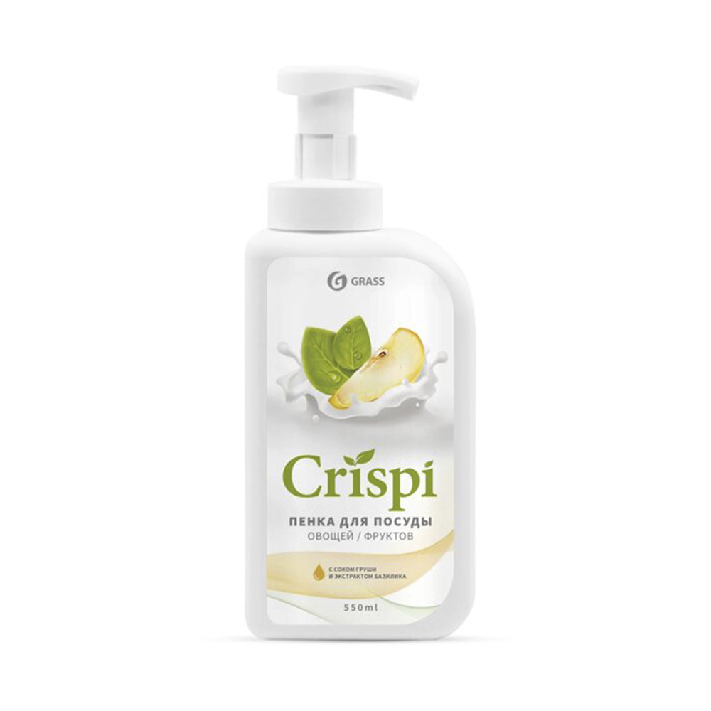 Средство-пенка для мытья посуды "crispi" (груша и базилик) 0,55 л (1/8) "grass"