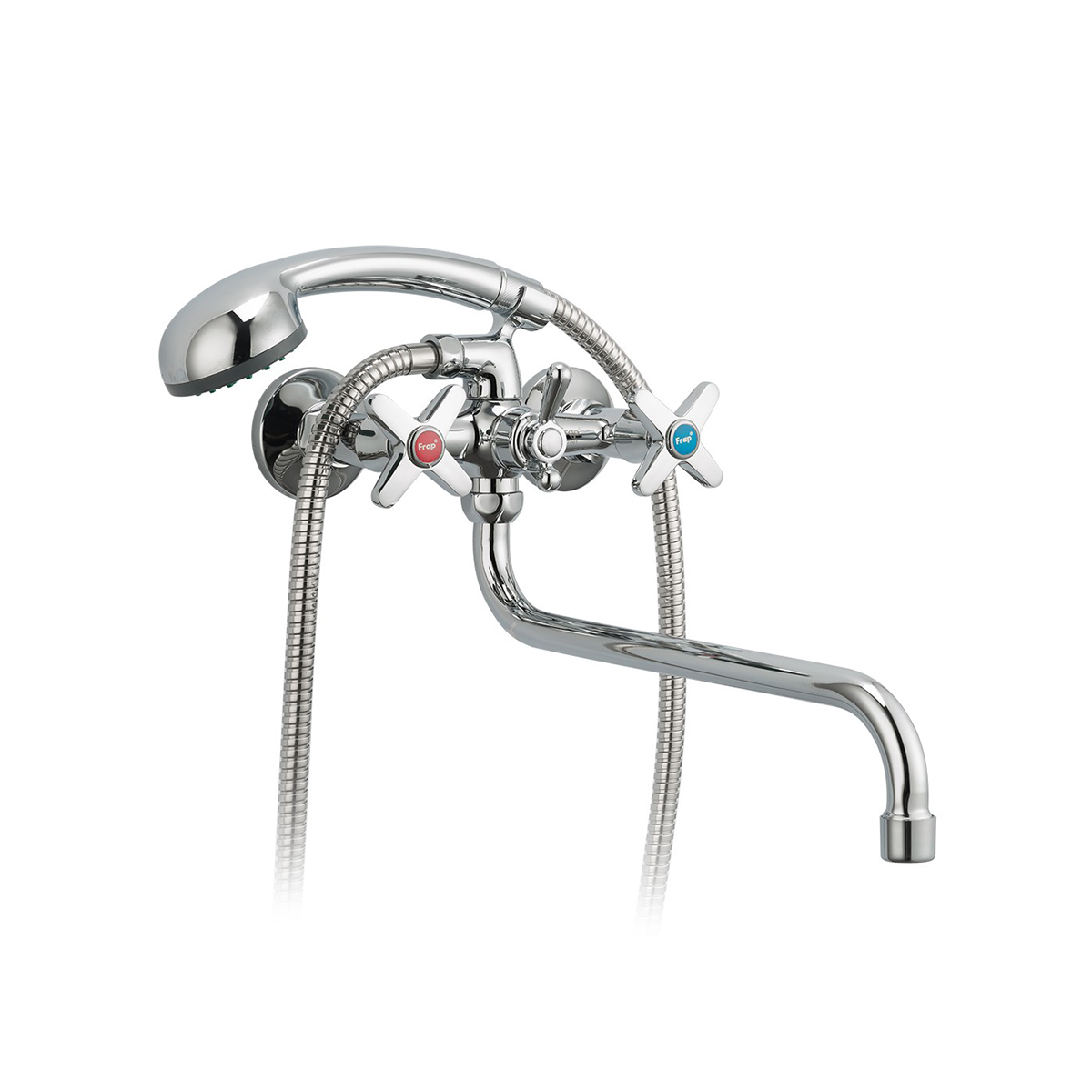 Смеситель для ванн f2220 длинный поворотн. излив, двухвентильный, хром (1/10) "frap"