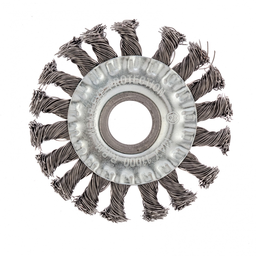 Щетка для УШМ, 100 мм, посадка 22.2 мм, плоская, крученая проволока 0.5 мм Сибртех (746307)