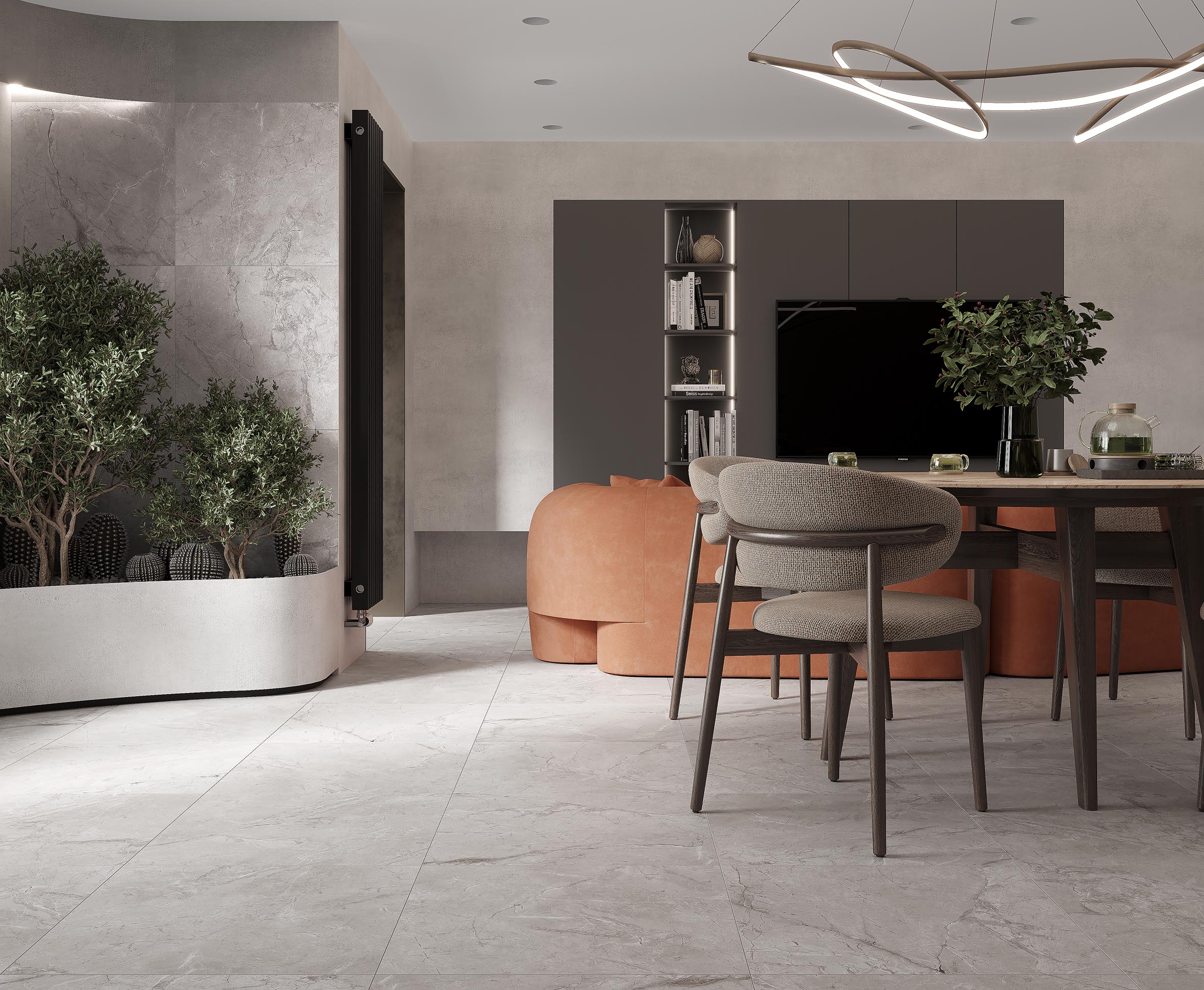 Zorani bianco керамогранит светло-серый сатинированный карвинг 60x60