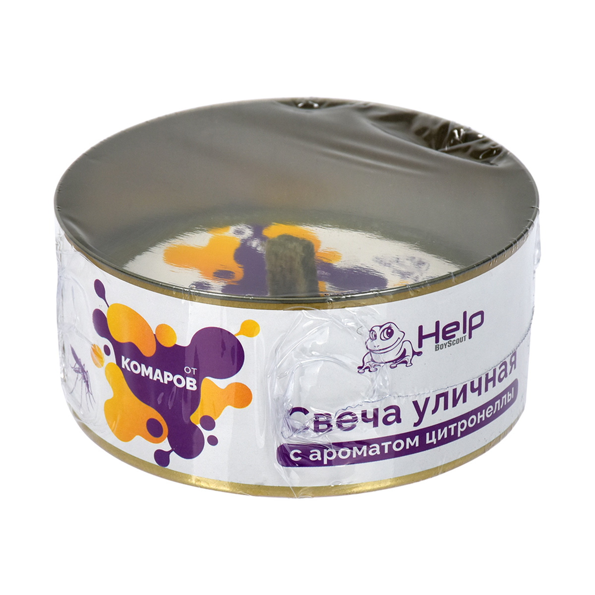 Свеча уличная от комаров в жестяной банке (1/12) "help" 80011