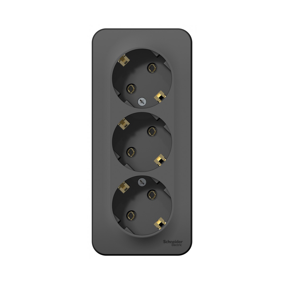 Розетка открыт. уст. "blanca" 3-х местн. с заземл. 16а, антрацит (1/5/10) "schneider"