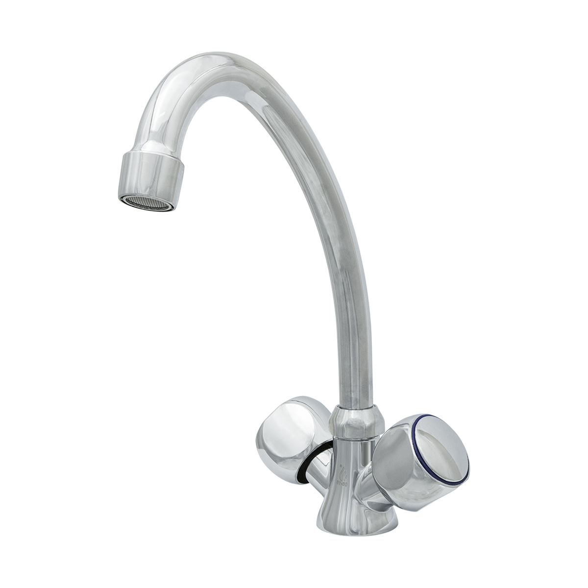 Смеситель для кухни "эко" цс-см 25г к м_супер елочка двухвентильный, высокий поворотн. излив (1/10)