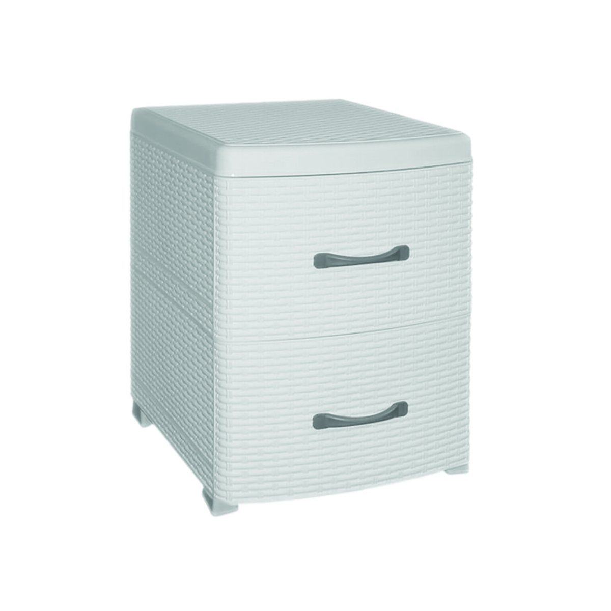 Комод-тумба "ротанг"  2-х секцион. (белый, ручки серые) (1) "виолет"