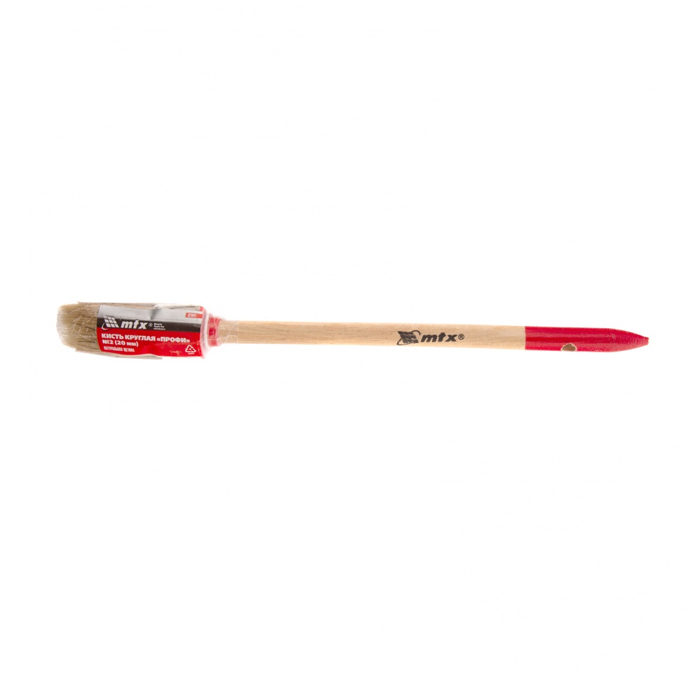 Кисть круглая, Профи №2 (20 мм), натуральная щетина, деревянная ручка MTX (82041)