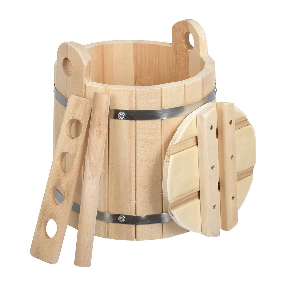 Кадка для воды и солений 10 л с гнетом и замком, липа (1) "банные штучки" 32702