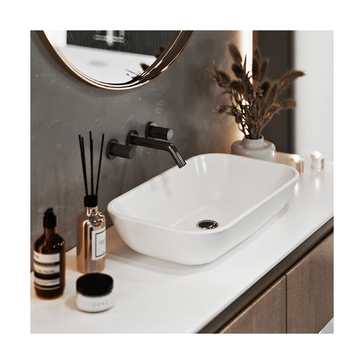 Раковина накладная "infinity 60" белая "sanita luxe"  wb.ct/infinity/60-n/wht.g/s1