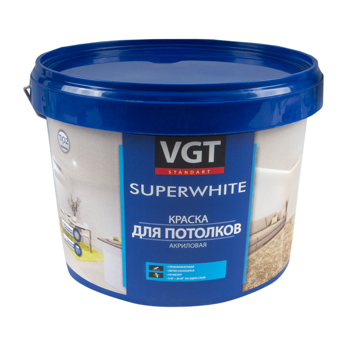 Краска вд-ак-2180 для потолков  супербелая  3 кг (4) "вгт"
