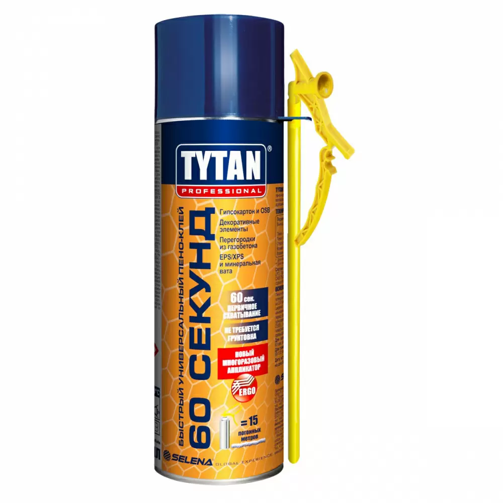 TYTAN PROFESSIONAL 60 SECONDS пено-клей строительный быстрого схватывания, профессиональный (300мл)