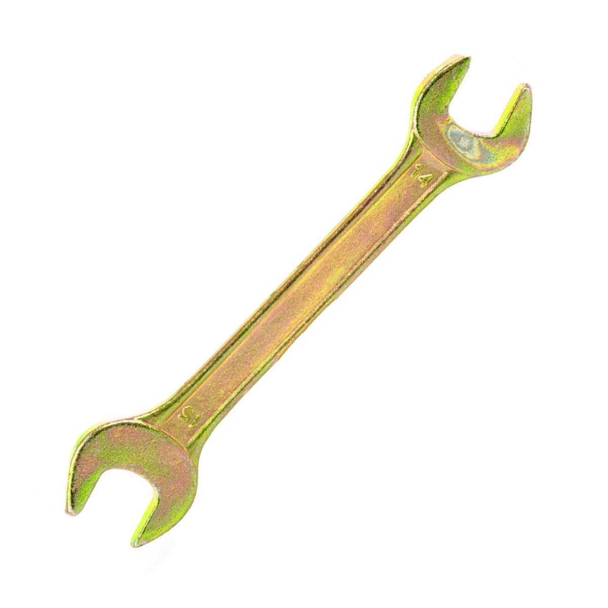Ключ рожковый 14 х 15 мм, желтый цинк (1/300) "сибртех"