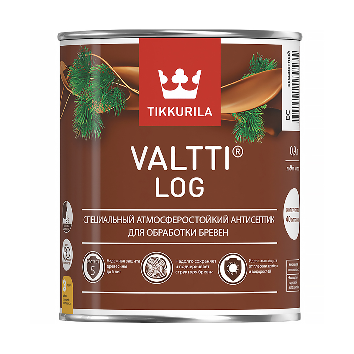 Валтти log  ec  0,9 л (1/6)  антисептик для дерева "тиккурила"