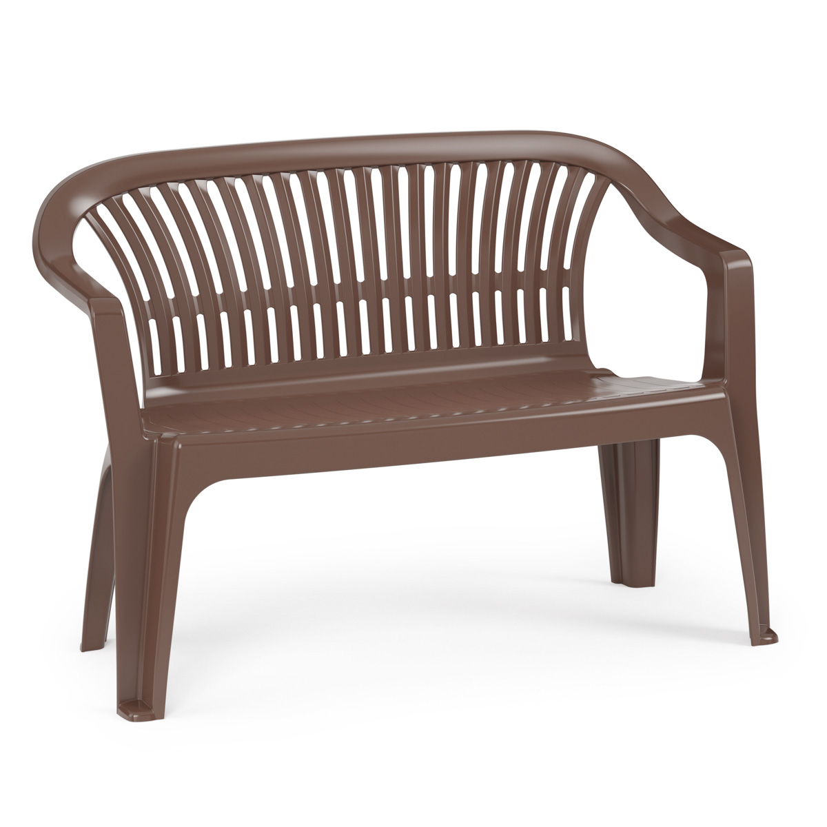 Скамейка со спинкой пласт. "престиж" 115*60*81 см (темн. коричневая) (2) "альтернатива" м5932