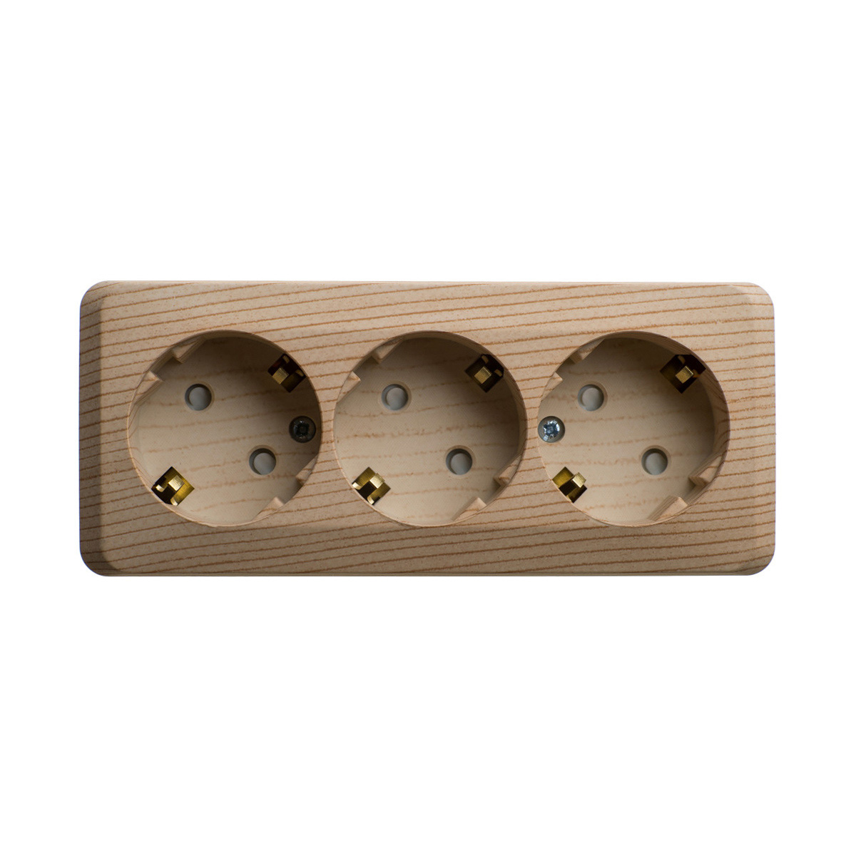 Розетка открыт. уст. "этюд" 3-х местн. с заземл, с шторками 16а, сосна (1/9/72) "schneider"