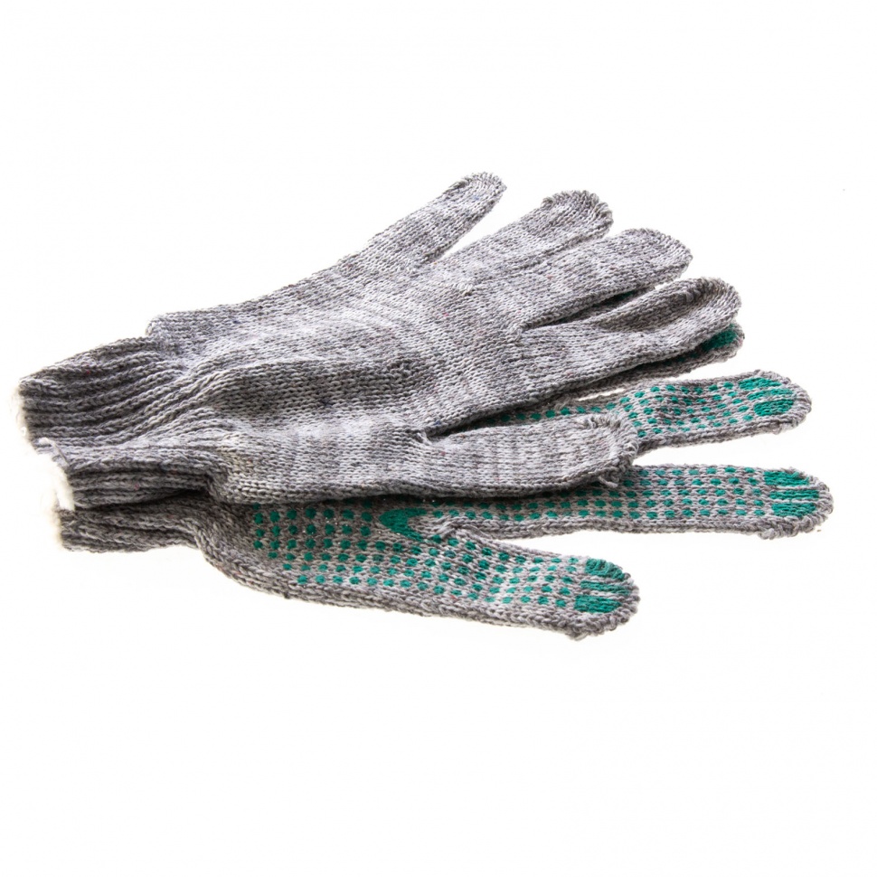 Перчатки трикотажные, ПВХ "Точка", меланж, 6 пар в упаковке, 7 класс (67817)