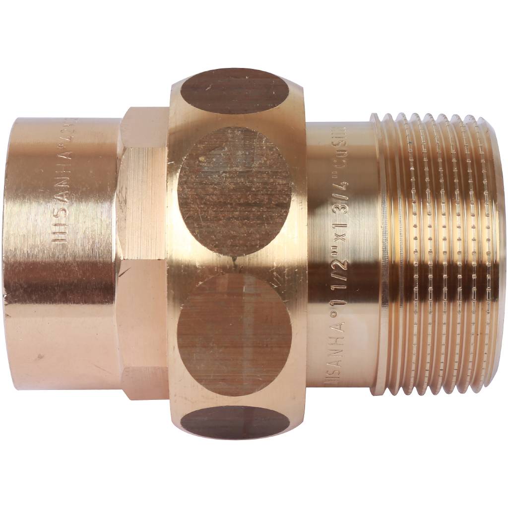 Американка (сгон) 42x1 1/2" НР с плоской прокладкой под пайку бронзовая SANHA 1433142112