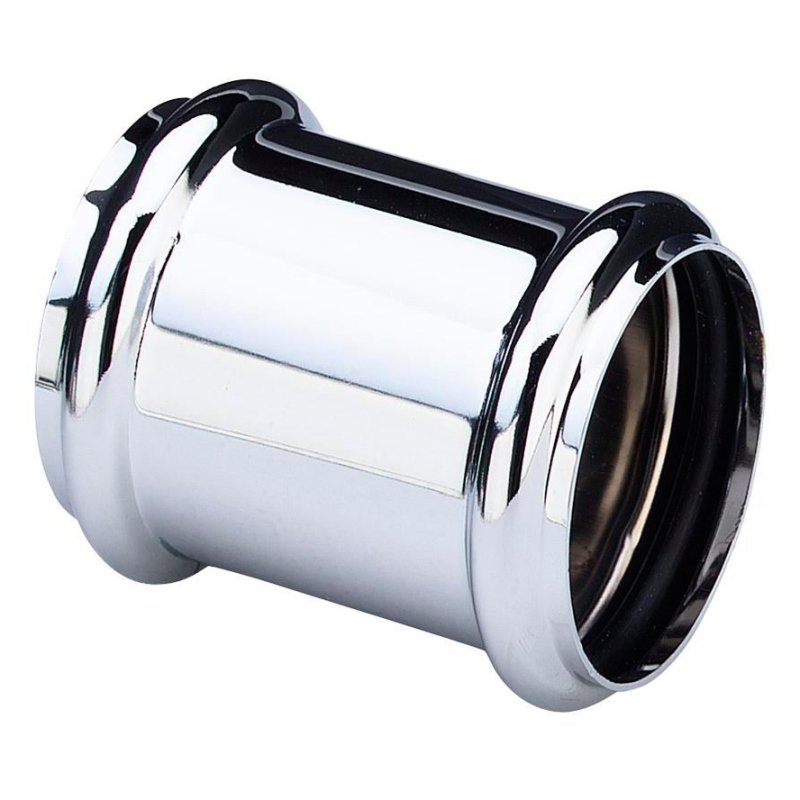 Муфта двухраструбная 32 с двумя уплотнительными прокладками, хромированная VIEGA