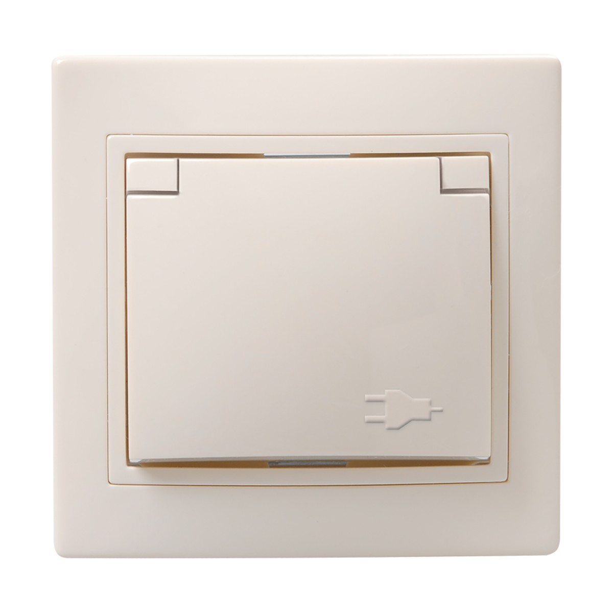 Розетка "кварта" 1 местн. с заземл, с шторк, с крышкой рсбш10-3-ккм, 16а, кремовый (1/8/160) "iek"