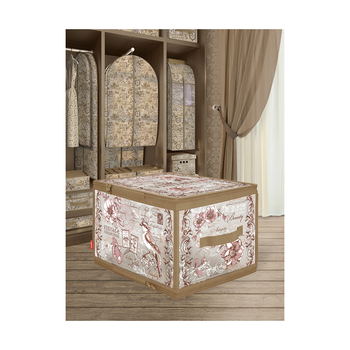 Кофр для хранения "vintage" 40*30*25 см с застёжкой-молнией  (1/24) "valiant" vn-zip-l