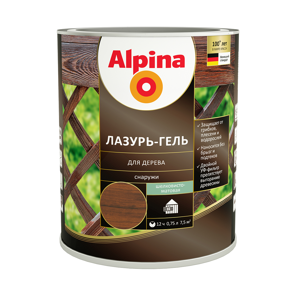 Лазурь-гель деревозащитная палисандр  0,75 л (1/6) "alpina"