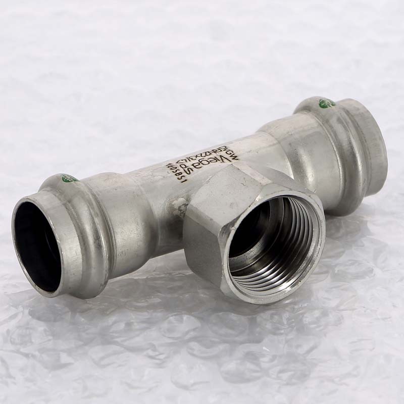 Тройник пресс-В 22х3/4"х22 нержавеющая сталь Sanpress Inox VIEGA