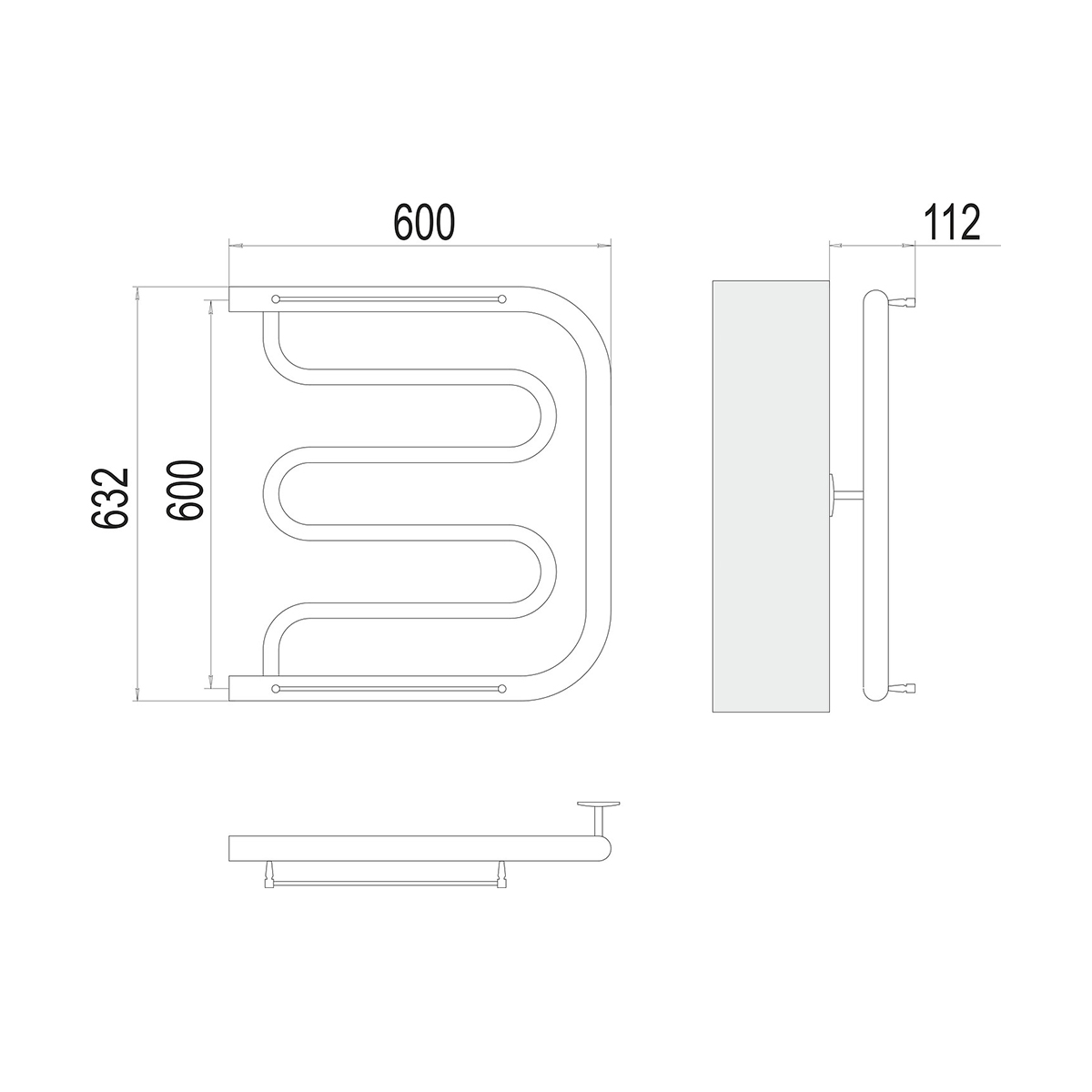 Полотенцесушитель водяной "фокстрот aisi" 600*600 (хром) "terminus"