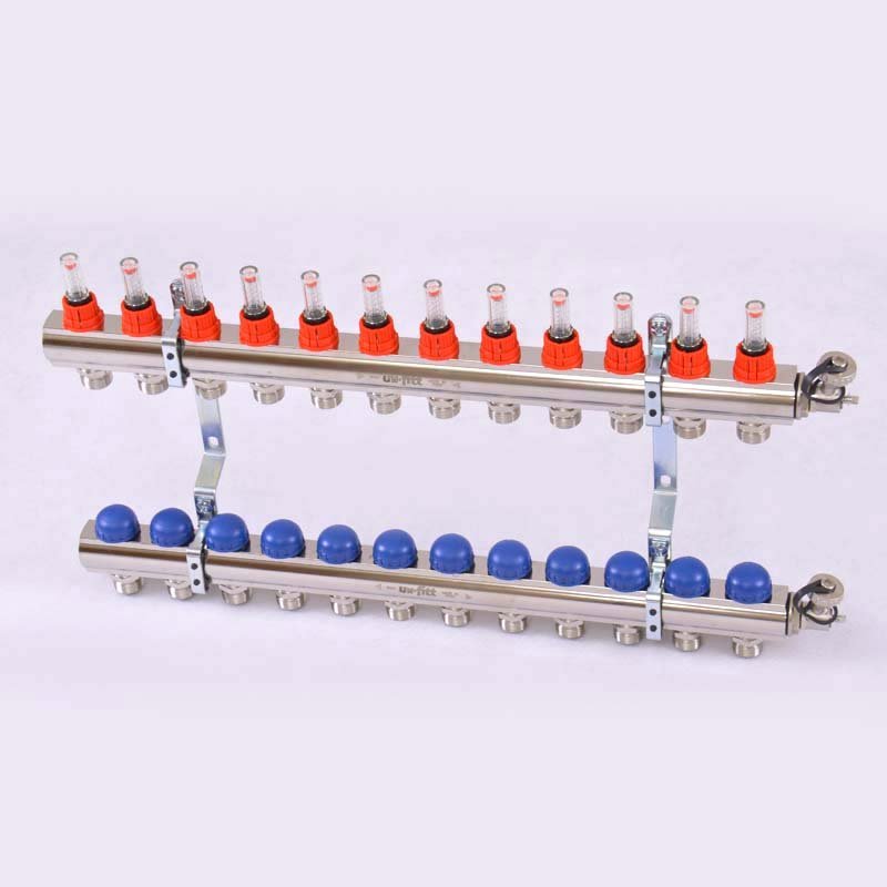 Коллекторная группа UNI-FITT 1'х3/4" ЕК 12 выходов с расходомерами и дренажными клапанами