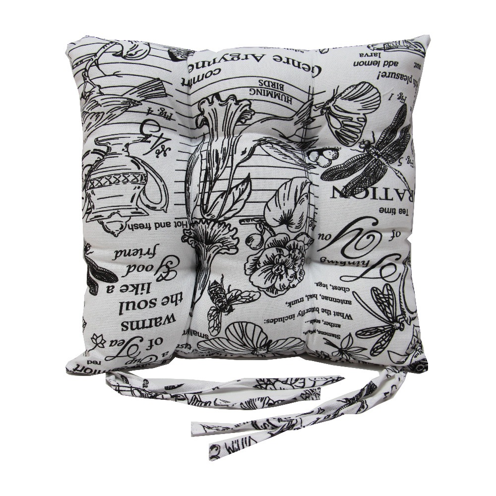 Подушка на сиденье с завязками 40*40 см рогожка, версаль белый (1/20) "sonnet"