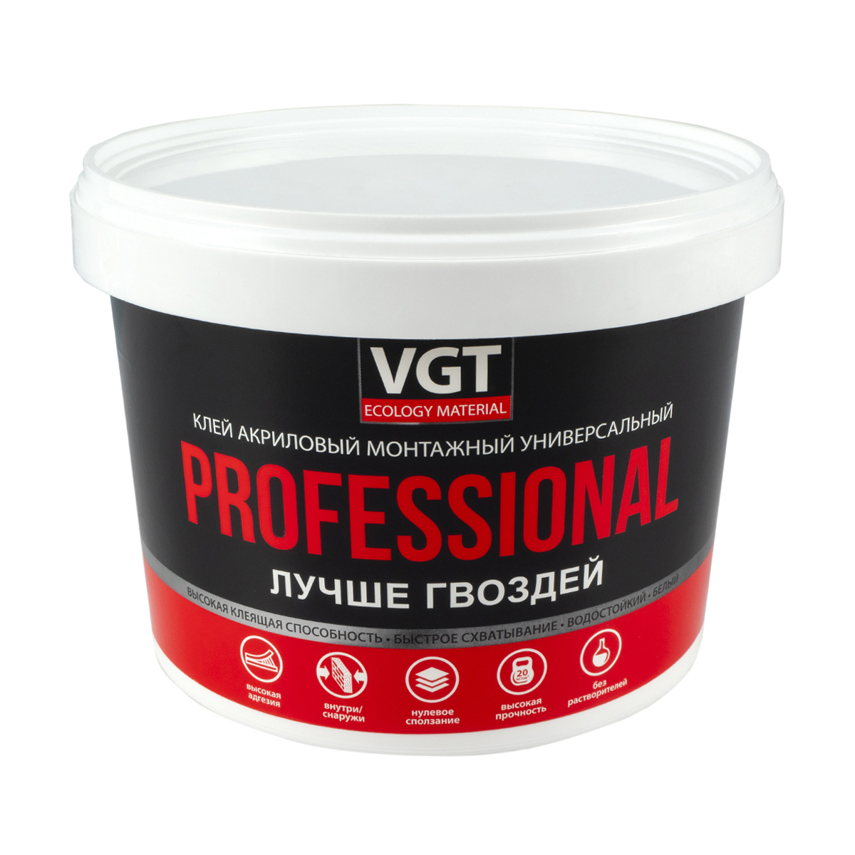 Клей монтажный универсальный акриловый белый "professional" 3 кг (4) "вгт"