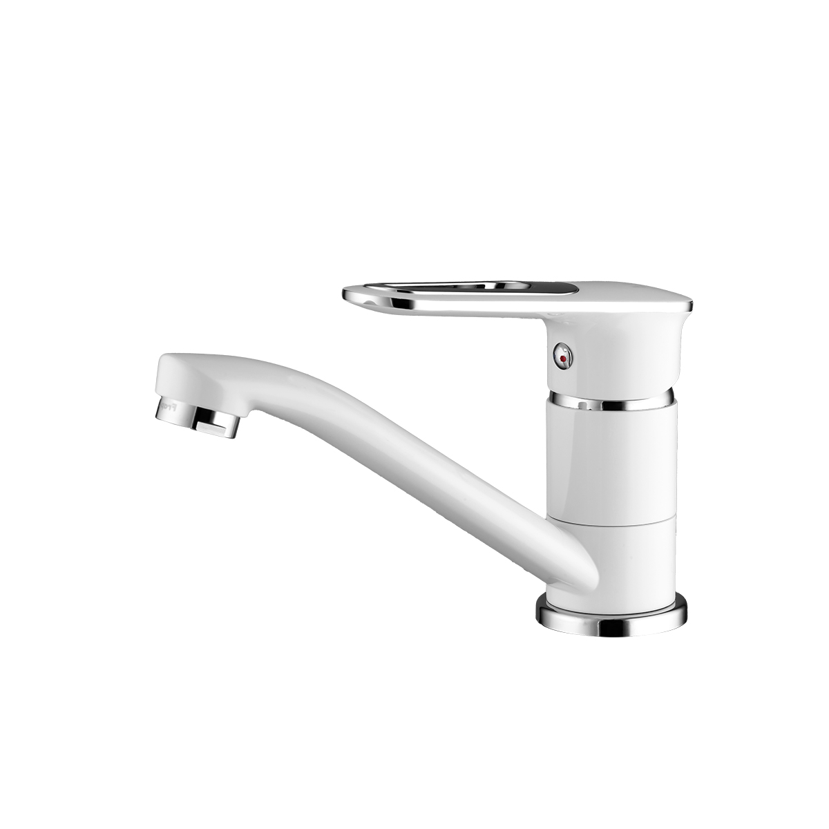 Смеситель для кухни f4549 низкий, поворотн. излив, белый/хром (1/8) "frap"