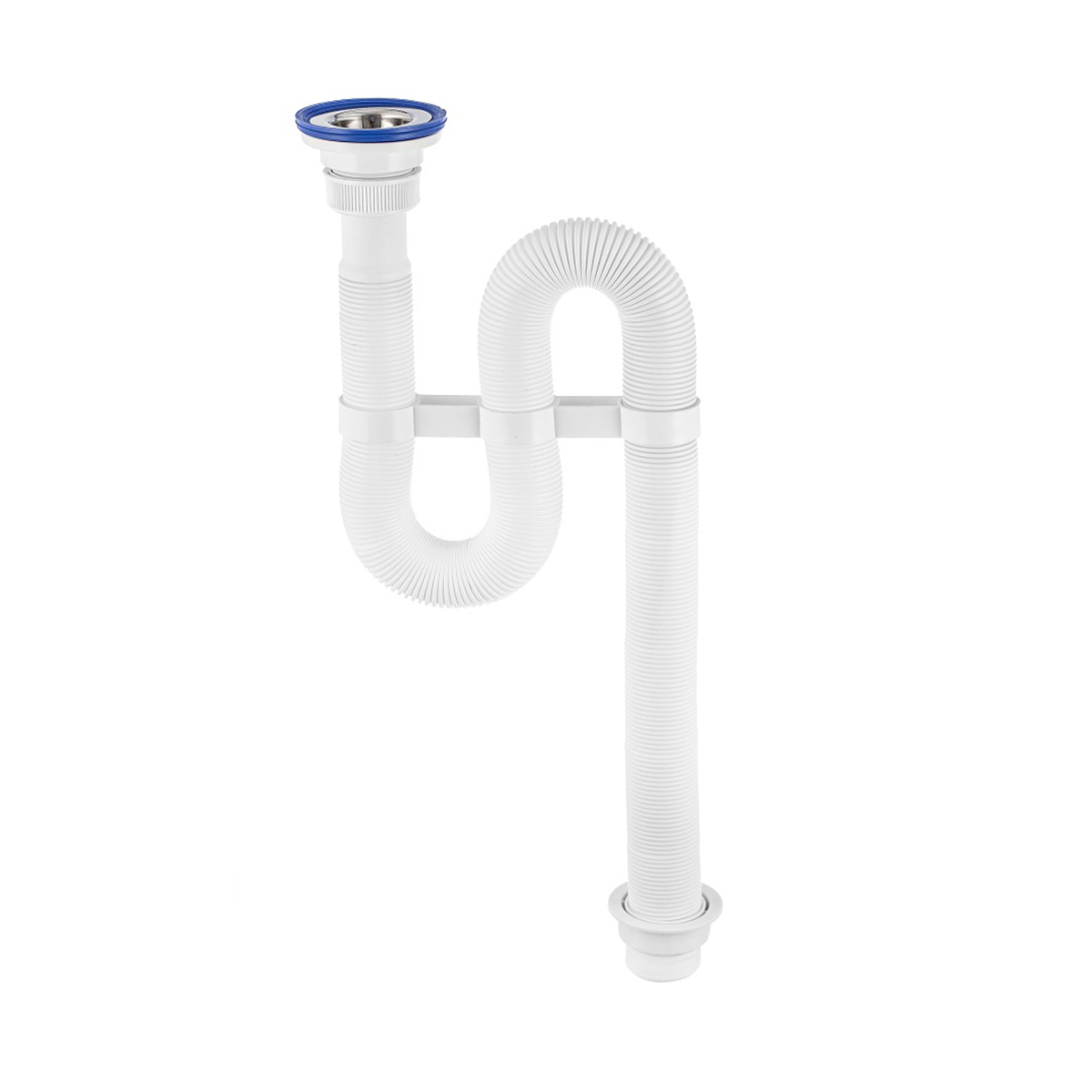 Сифон гофр. "vir" с нерж. чашкой 63 мм с усиленным хомутом жесткости (1/30) "вирпласт"