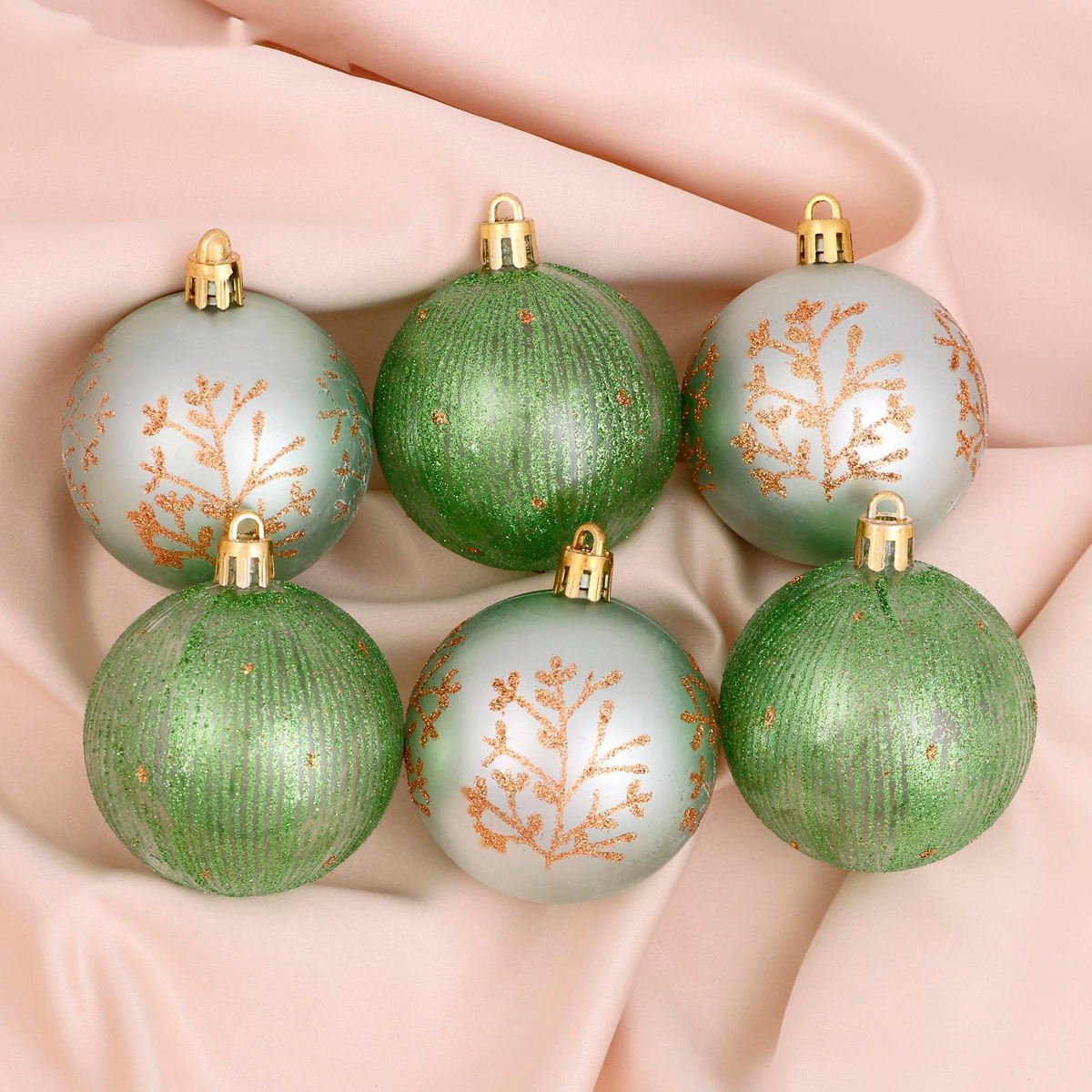 Шары новогодние d-6 см (набор 6 шт.) "офелия"  "зимнее волшебство" 4942023