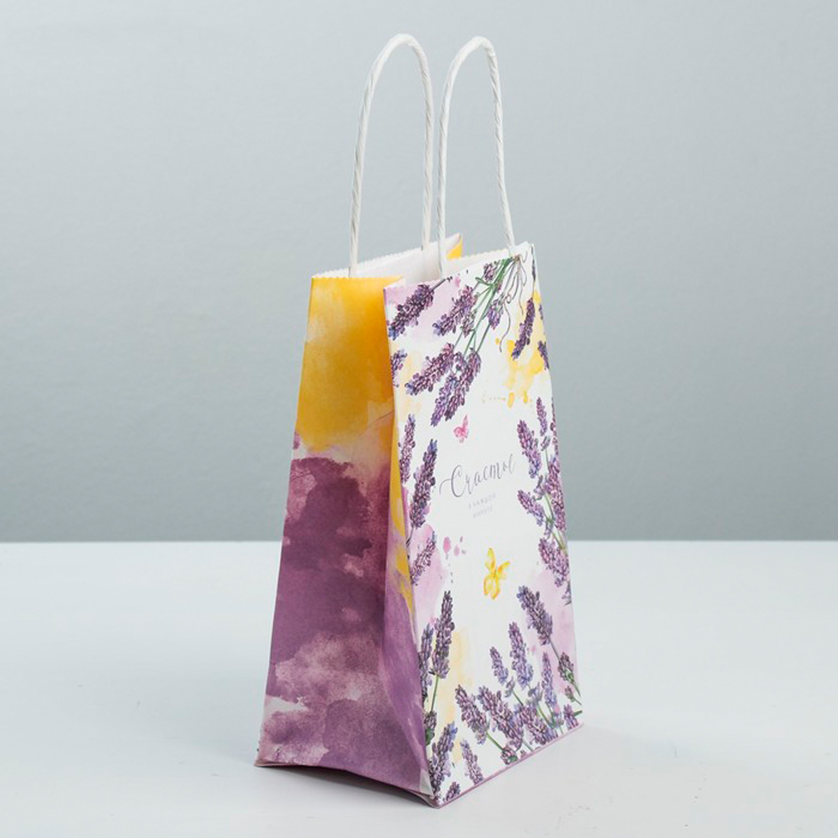 Пакет подарочный крафтовый "счастье в каждой минуте" 12*21*9 см (1/380) "дарите счастье" 3823486