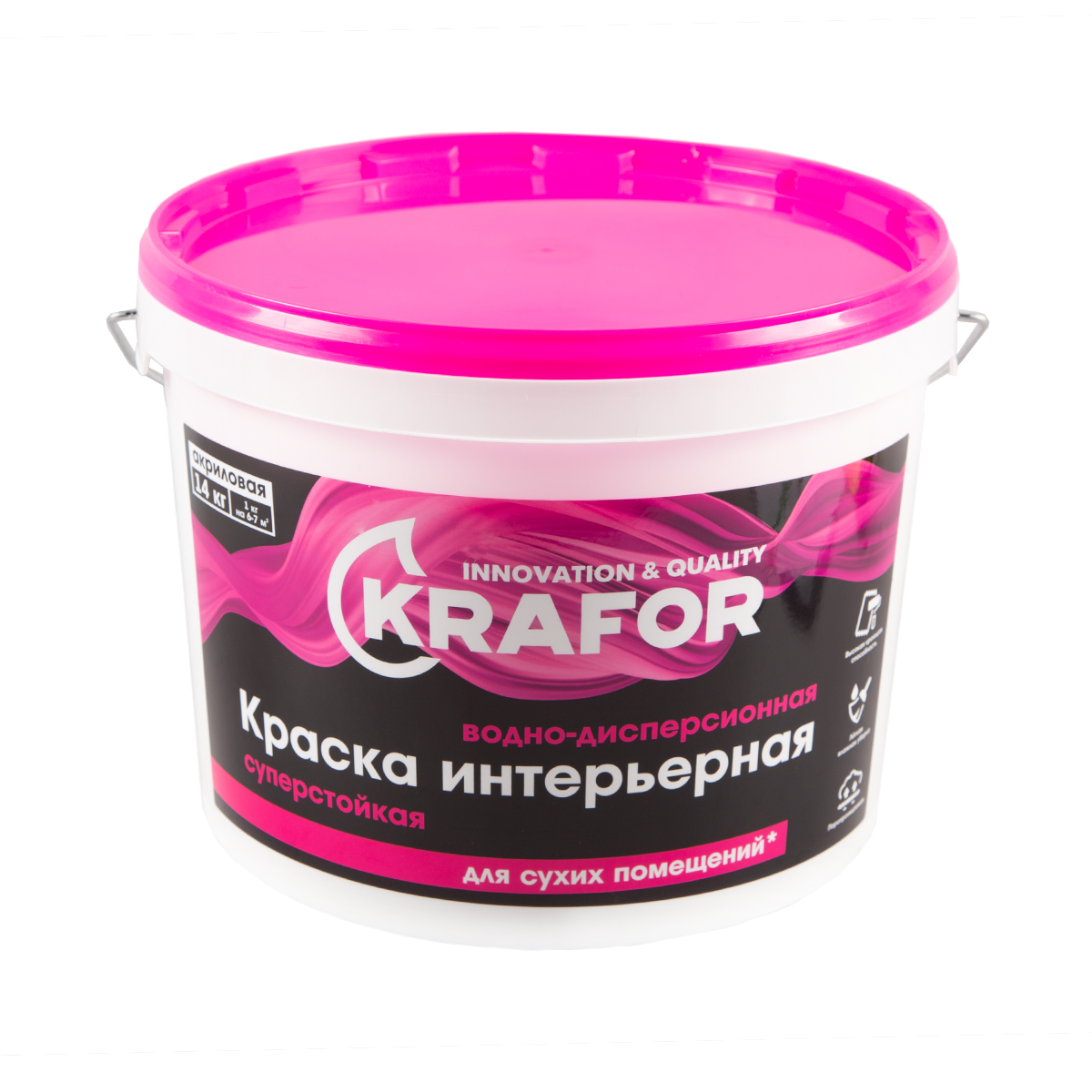 Краска в/д интер. суперстойкая 14 кг (1) "krafor"   (розов.)