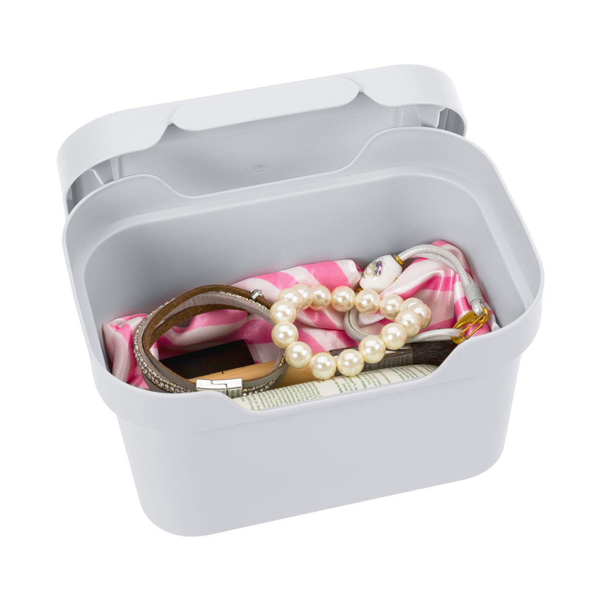 Ящик универс. с крышкой "luxe" 189*132*110 мм 1,9 л (светло-серый) (1/20) "бытпласт"