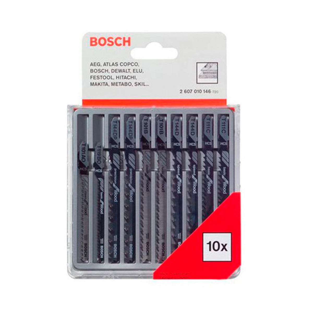 Полотна д/ эл. лобзика  по дереву (хвостовик с 1 упором) 10 шт. (1) "bosch" 2607010146