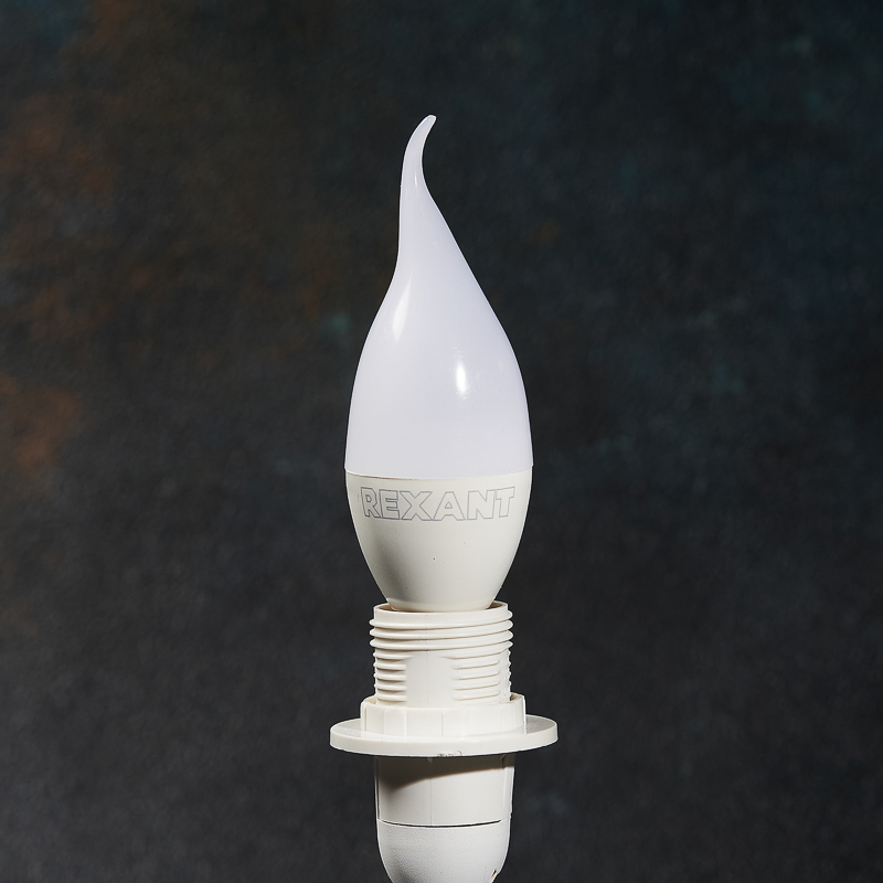 Лампа светодиодная "rexant" свеча на ветру (cw) 7,5w 4000 k 713 лм e14, нейтр. свет (10/100) 604-046