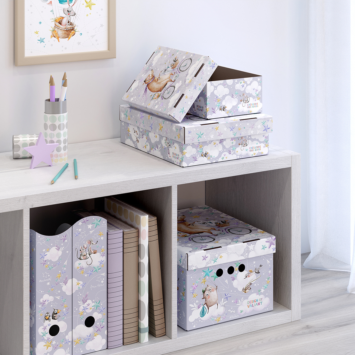 Короб для хранения "путешастики" 25*33*18,5 см (набор 4 шт.) (фиолет.) (1/11) "valiant" kctn-trv-4s