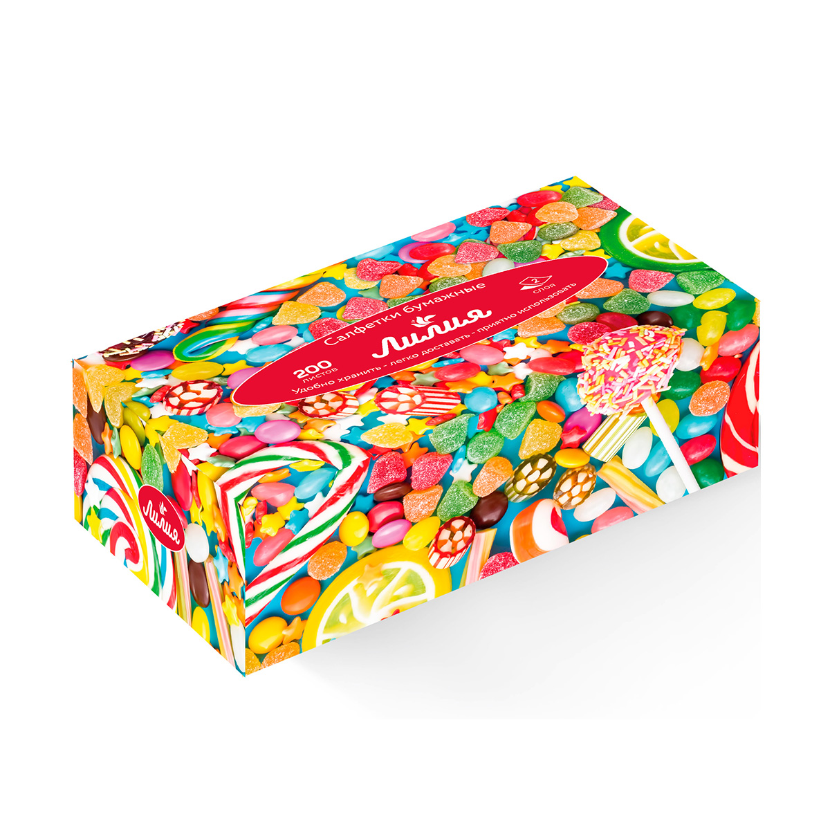 Салфетки бумажн. 2-х слойные "non-stop" 200 листов 20*19 см, белые (1/20) "лилия"