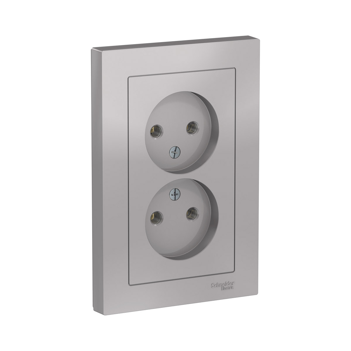 Розетка "atlasdesign" 2-х местн. 16а, алюминий (1/6/36) "schneider"