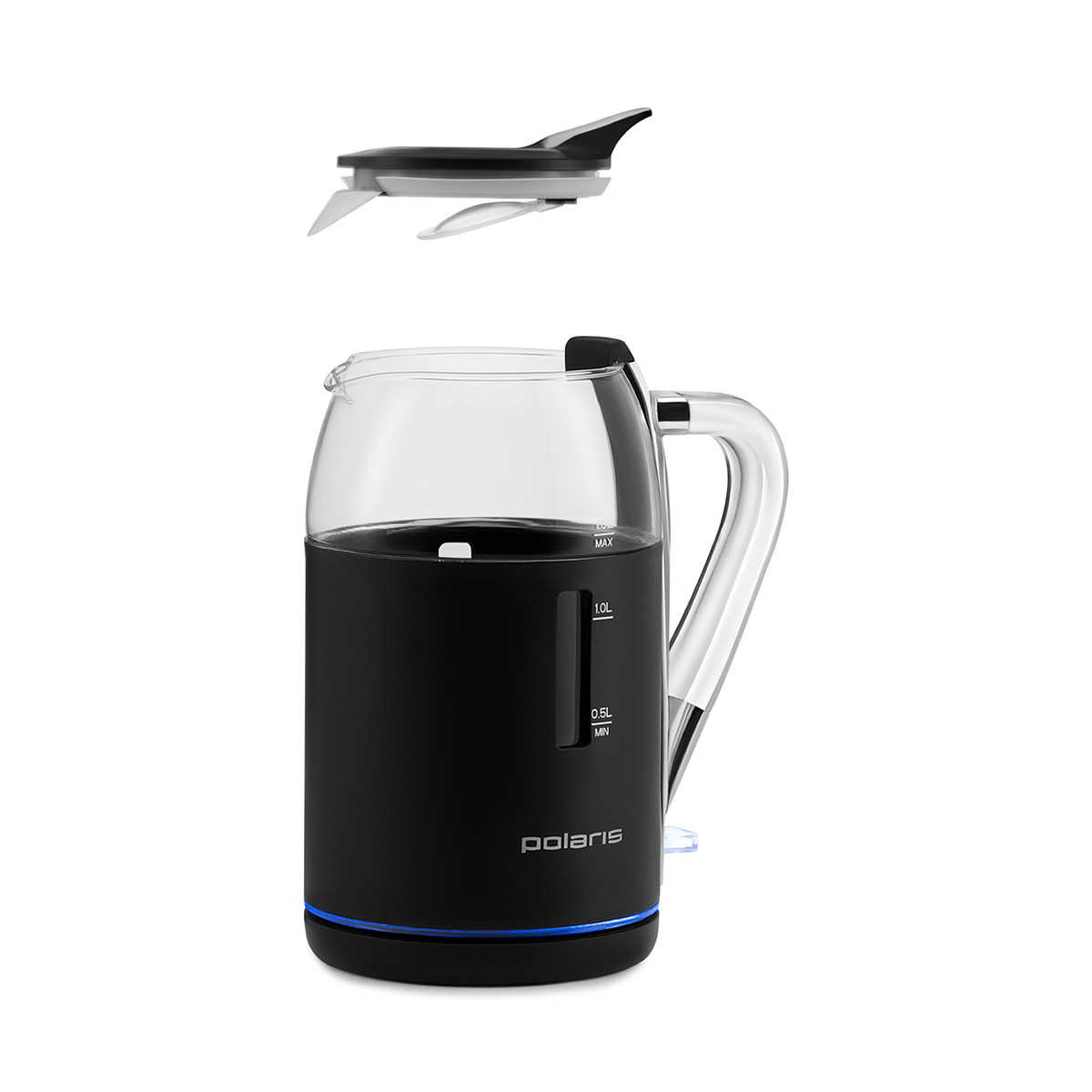 Чайник электр. pwk 1563cgl "water way pro" 1,5 л стекло (черный )(1/4) "polaris"