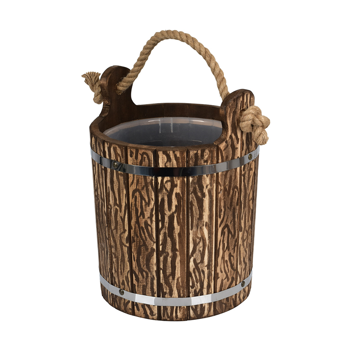 Ведро для бани и сауны 9 л с пластиковой вставкой, состаренное, липа (1) "банные штучки" 33320