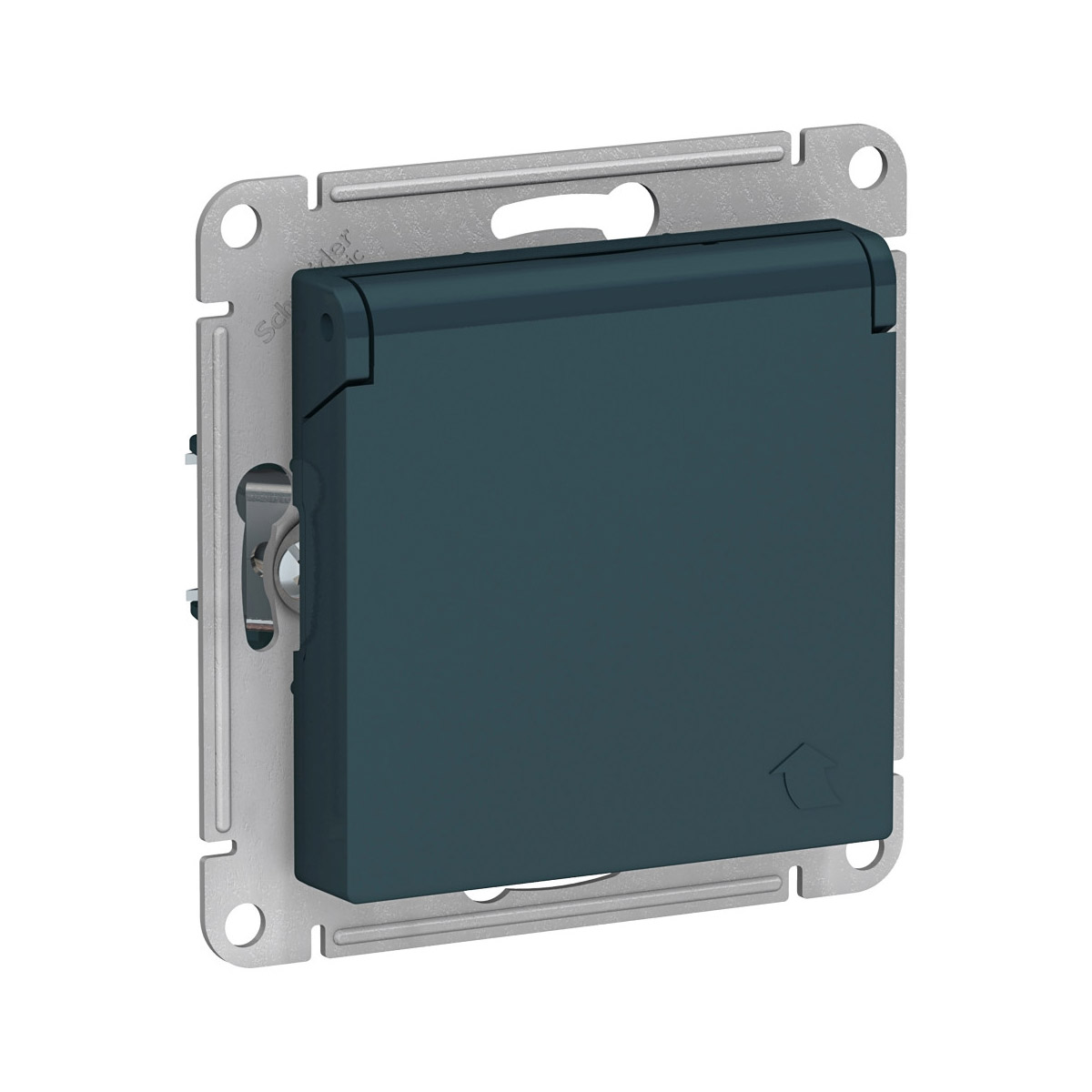 Розетка "atlasdesign" 1 местн. с заземл, с штор, с крыш (механизм) 16а, изумруд (1/5/20) "schneider"