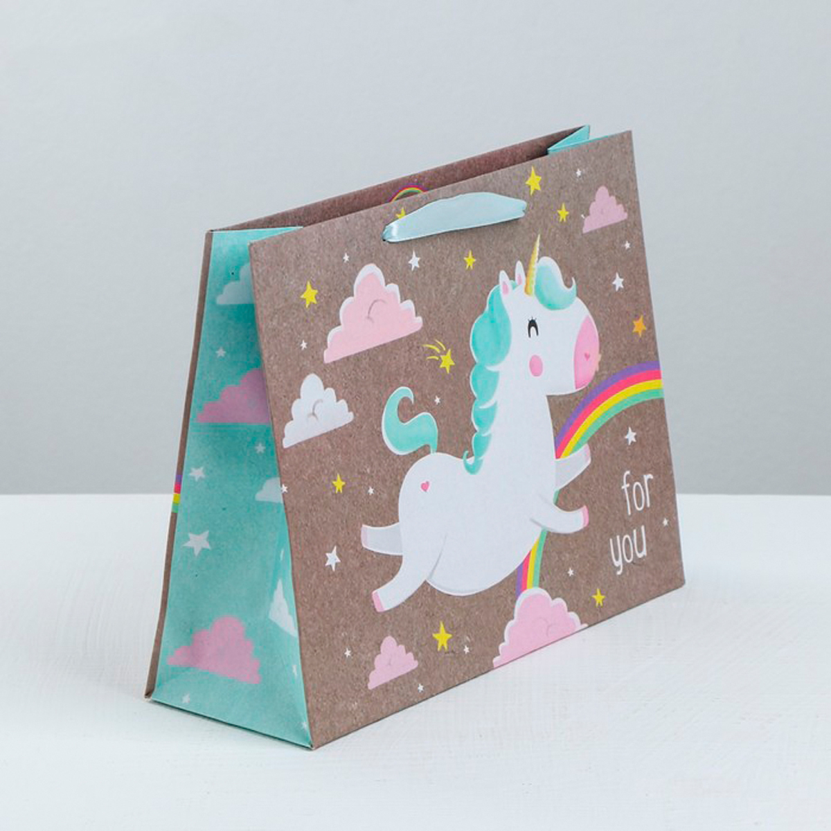 Пакет подарочный крафтовый "в сказочной стране" 15*12*5,5 см (1/6/1020) "дарите счастье" 3681067