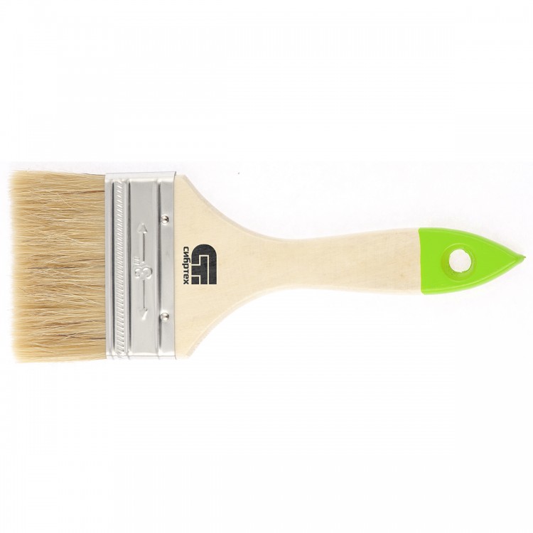 Кисть плоская 75 мм, натуральная щетина, деревянная ручка Сибртех (82265)