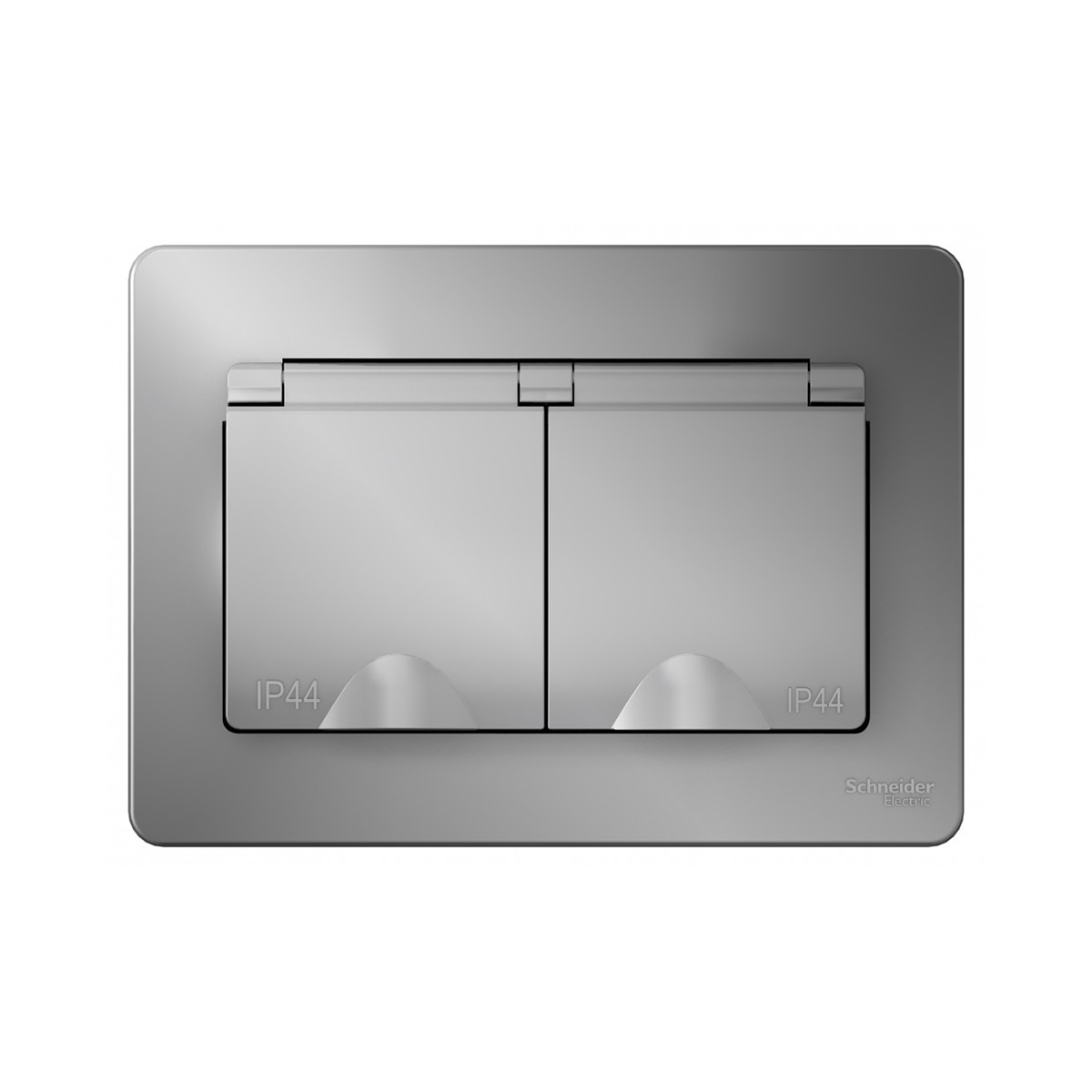 Розетка "blanca" 2-х местн. с заземл, с шторками, с крышками 16а, алюминий (1/5/10) "schneider"