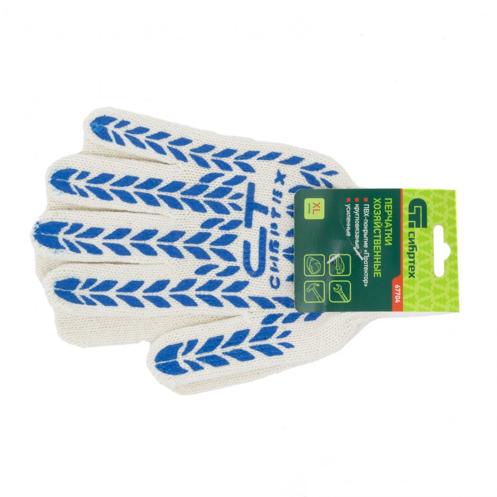 Перчатки х/б, ПВХ покрытие, "Протектор" 7 класс Сибртех (67704)