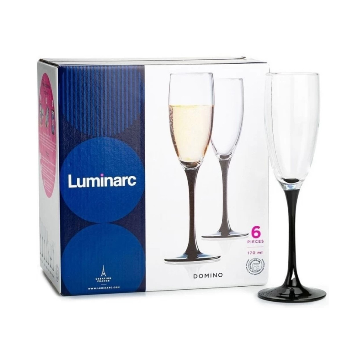 Бокал для шампанского "домино" 170 мл (набор 6 шт.) (1/4) "luminarc"