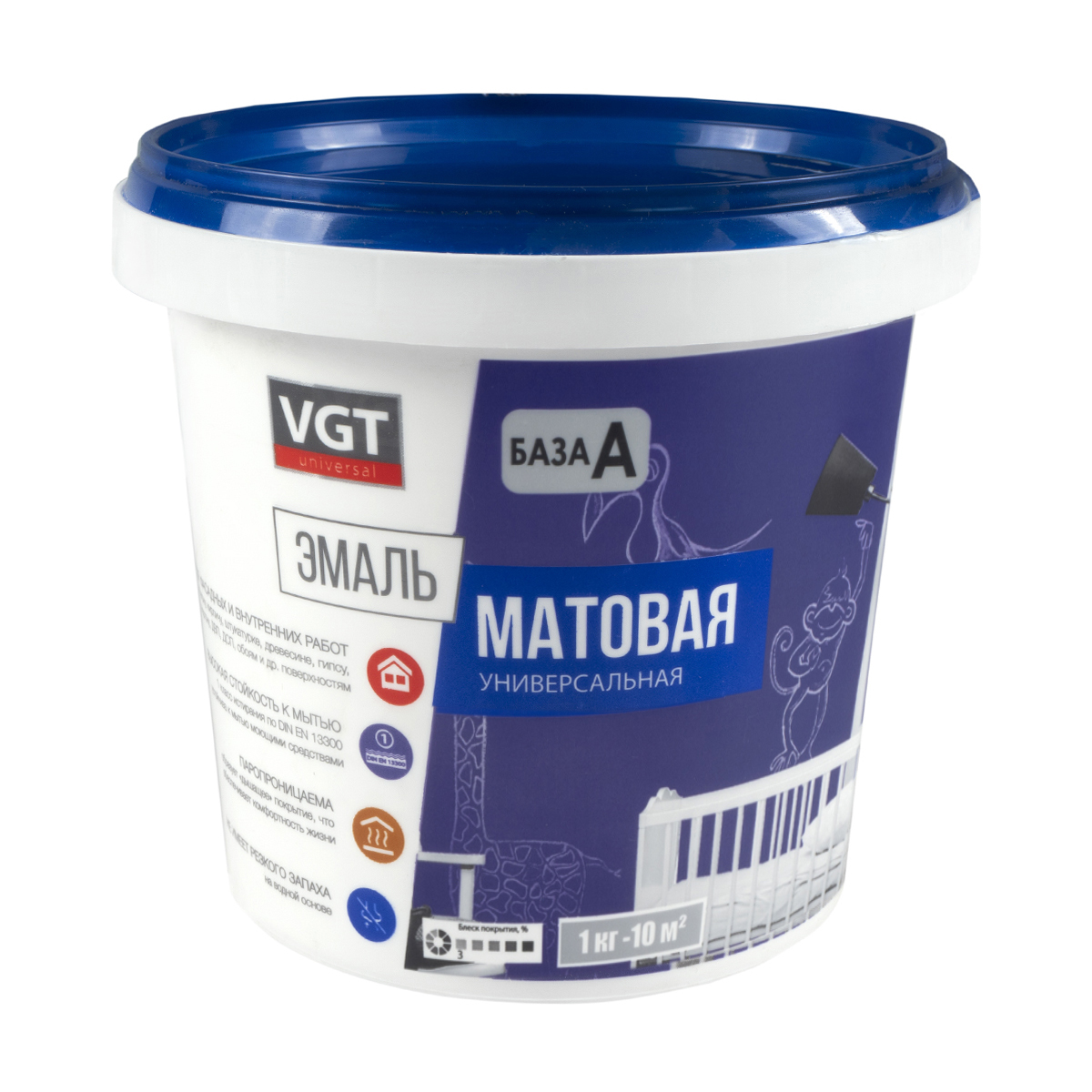 Эмаль вд-ак-1179  универсал.  матов. база а супербелая  1,5 кг (6) "вгт"