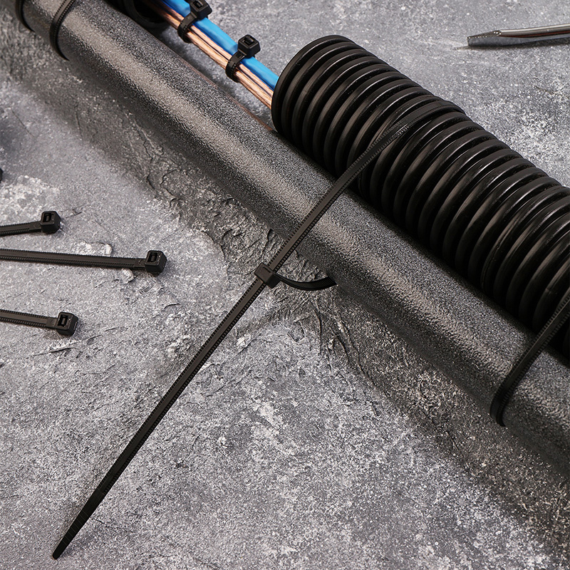 Хомуты нейлон, тройной замок 4,8 х 400 мм (набор 100 шт.), черные (1/10/50) "rexant" 67-0401