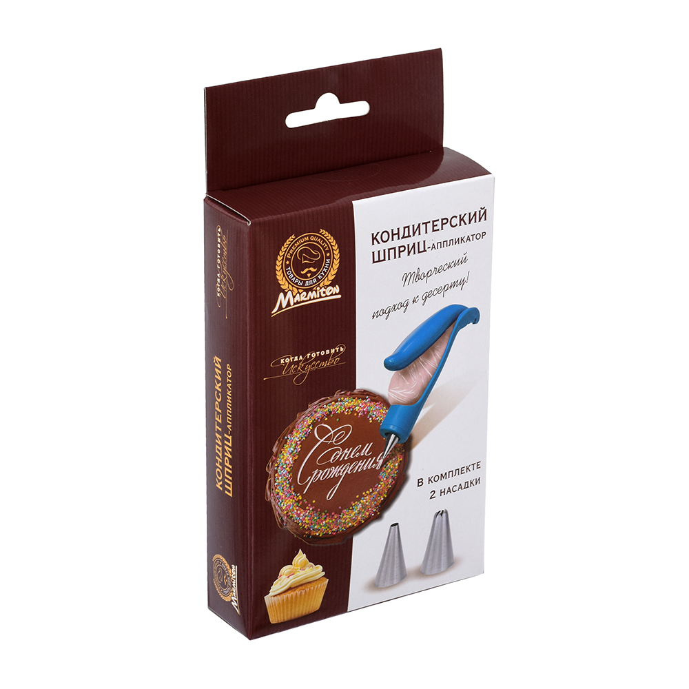Шприц кондитерский (2 пакета, 2 насадки, аппликатор) (1/12) "marmiton" 17067
